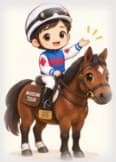 말에 올라탄 말랑도슨트 캐릭터
